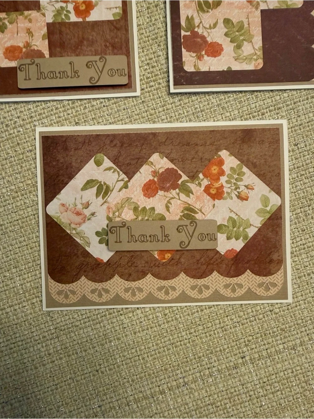 🌿 Handmade Floral Thank You Cards – Vintage Inspired – Blank Inside